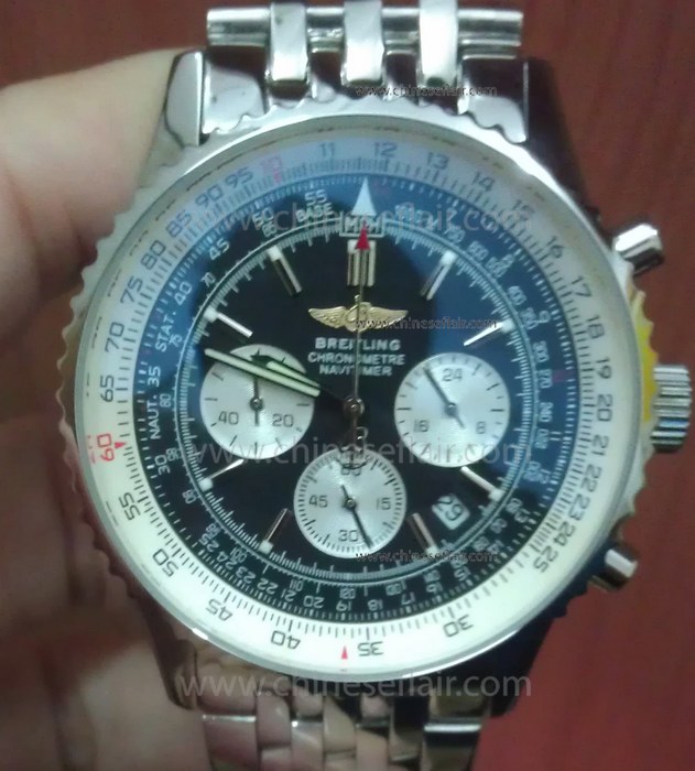 Fake Breitling Navitimer 01 Black Face SS Watch 42mm